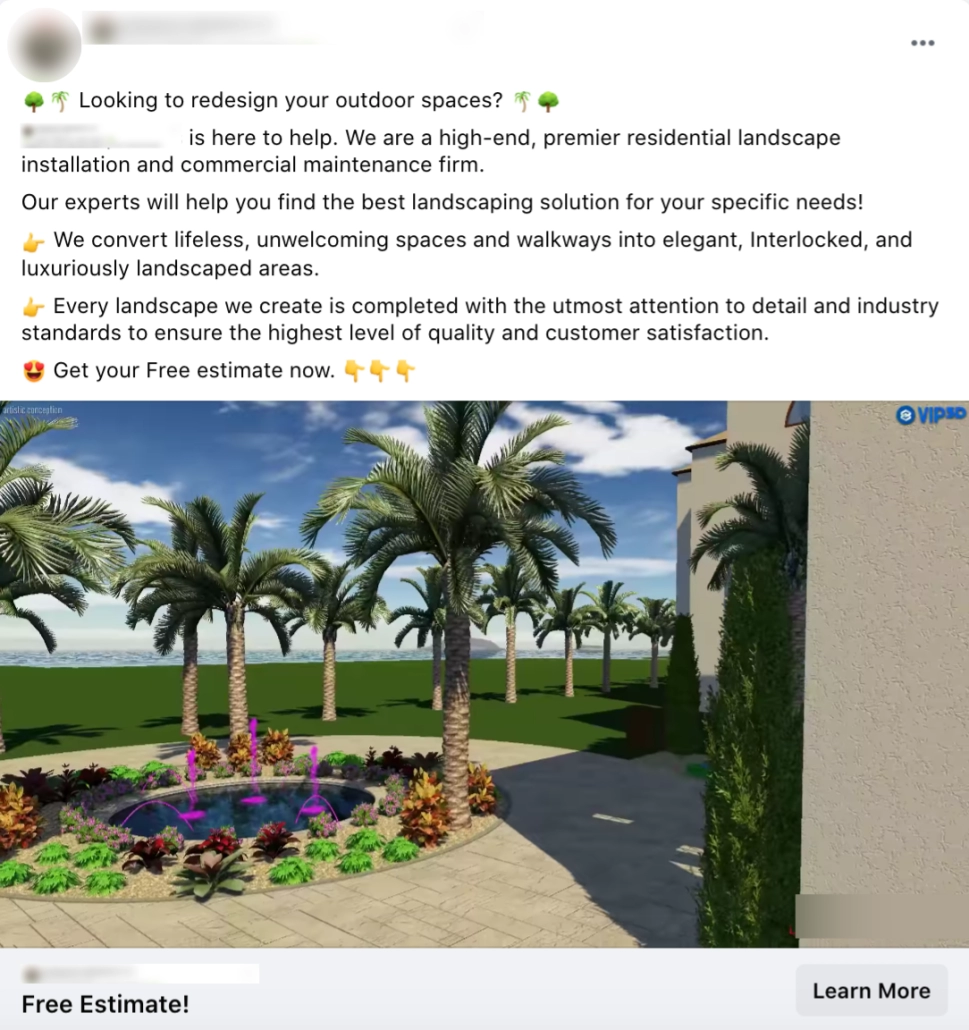 Landscaper Facebook Ad